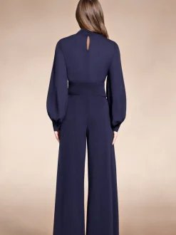 Bleu - Combinaison Hot Squash Jambe large à manches bouffantes