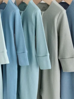 Bleu - Combinaisons de nuit à fermeture éclair pour bébés 5 Pack (0mths-3yrs)