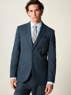 Bleu - Coupe ajustée Textured Flannel Suit Veste