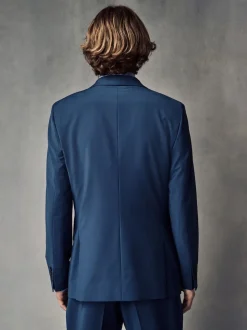 Bleu - Coupe ajustée Wool Blend Motionflex Costume Veste