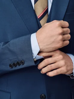 Bleu - Coupe ajustée Wool Blend Motionflex Costume Veste