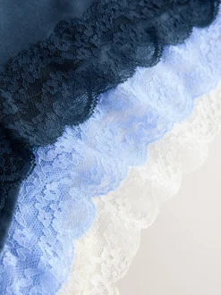 Bleu - Culotte en coton et dentelle 7 Pack