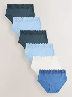 Bleu - Culotte en coton et dentelle 7 Pack