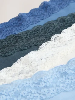 Bleu - Culotte en coton et dentelle 7 Pack
