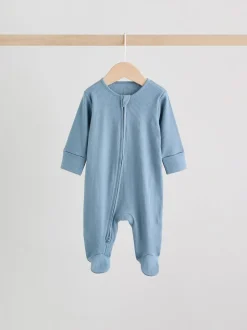 Bleu - Dors-bien bébé à fermeture éclair bidirectionnelle (0-2ans)