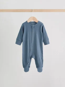 Bleu - Dors-bien bébé à fermeture éclair bidirectionnelle (0-2ans)