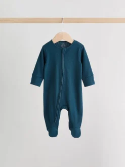 Bleu - Dors-bien bébé à fermeture éclair bidirectionnelle (0-2ans)