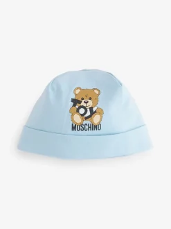 Bleu - Dors-bien Moschino bébé à logo, bonnet et bavoir avec coffret cadeau