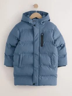 Bleu - Doudoune imperméable à Gamme longue doublée de polaire (3-17ans)