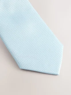 Bleu - Ensemble cravate et pochette texturées