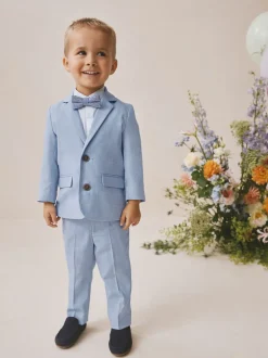 Bleu - Ensemble pantalon blazer et nœud papillon (3mois à9ans)