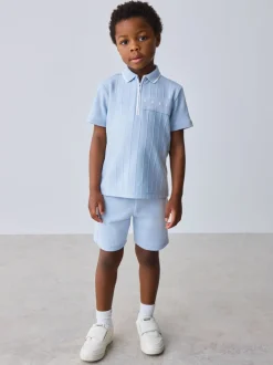 Bleu - Ensemble polo et short Baker By Ted Baker texturés