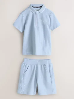 Bleu - Ensemble polo et short Baker By Ted Baker texturés