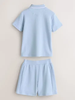Bleu - Ensemble polo et short Baker By Ted Baker texturés
