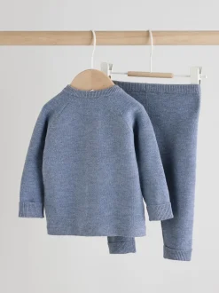 Bleu - Ensemble pull et legging en maille bébé (0 mois-2 ans)