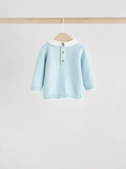 Bleu - Ensemble pull et legging en maille bébé (0mois-3ans)