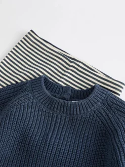Bleu - Ensemble pull et legging en maille bébé (0 mois-2 ans)