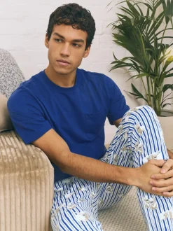 Bleu - Ensemble pyjama à manches courtes en jersey Hamish the Highland Cow