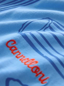 Bleu - Ensemble pyjama graphique en jersey à manches courtes