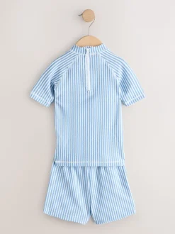 Bleu - Ensemble rash texturé et Shorts de bain (3mois-7ans)