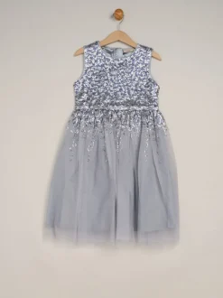 Bleu - Ensemble robe Miss Waterfall à sequins et boléro en fausse fourrure