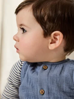 Bleu - Ensemble salopette et body pour bébé (0mths-2yrs)
