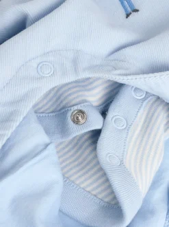 Bleu - Ensemble salopette et body bébé en velours côtelé 100% coton