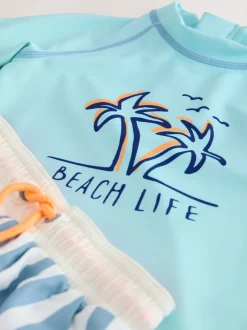Bleu - Ensemble Sunsafe Rash Gilet et short de bain (3mois-7ans)
