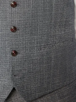 Bleu - Gilet de costume texturé à coupe régulière et à bordures