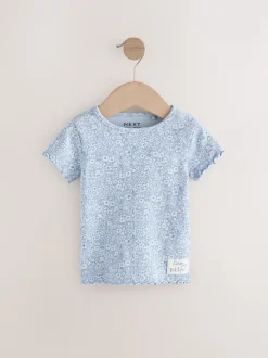 Bleu - Hauts côtelés à manches courtes Lot 5 (3mois7ans)