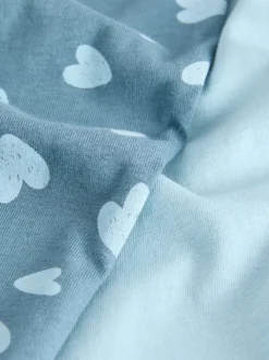 Bleu à imprimé cœur - Pyjama à manches courtes