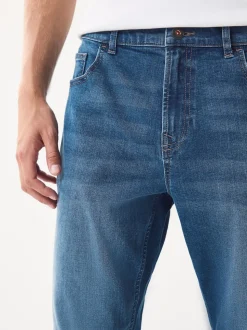 Bleu - Jeansextensible classique coupe fuselée régulière