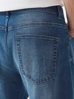 Bleu - Jeansextensible classique coupe fuselée régulière