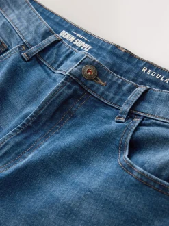 Bleu - Jeansextensible classique coupe fuselée régulière