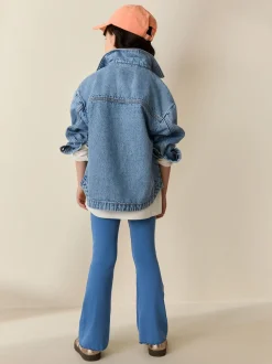 Bleu - Leggings évasés à côtes (3-16ans)