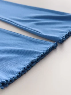 Bleu - Leggings évasés à côtes (3-16ans)