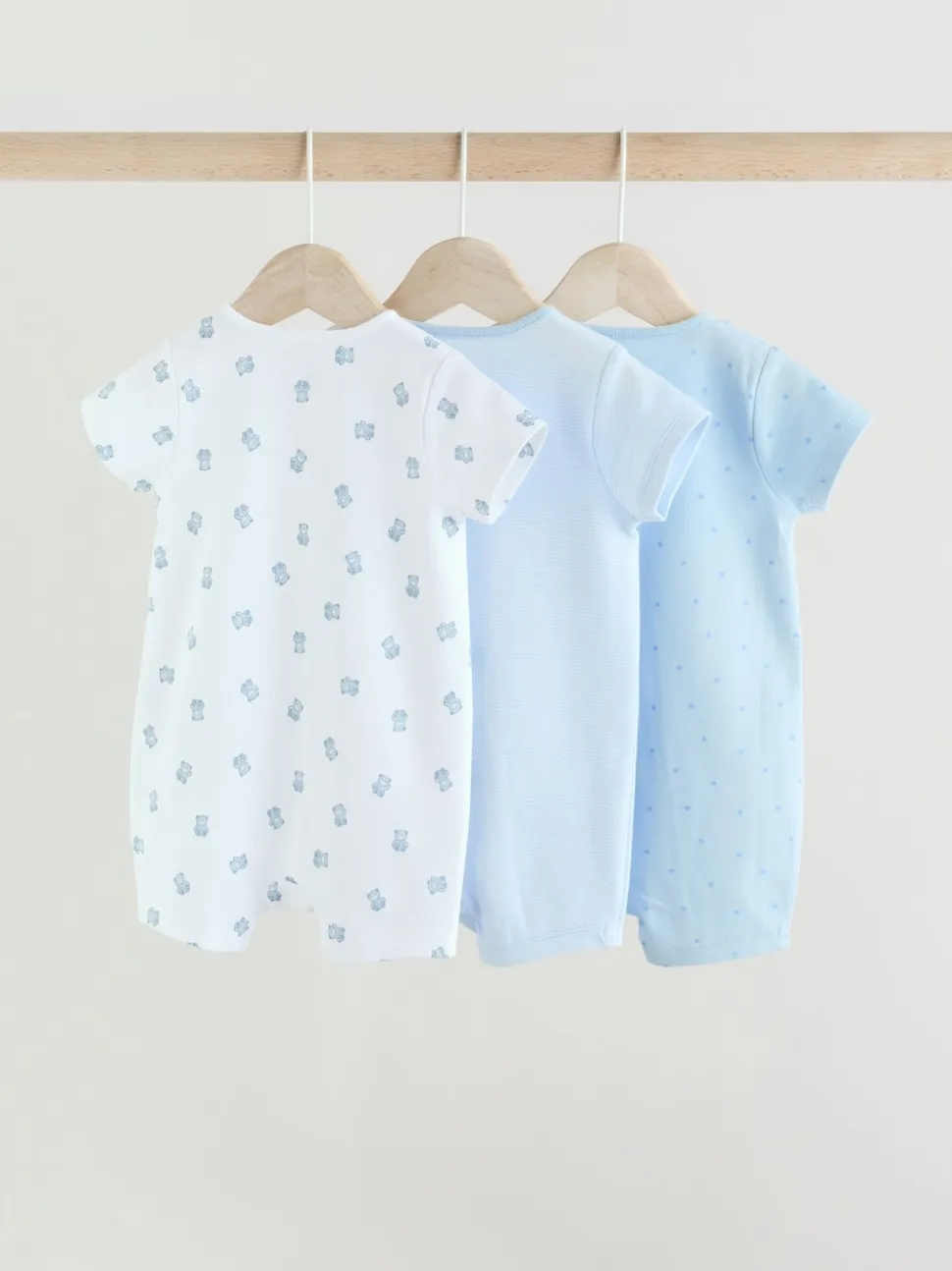 Bleu - Lot de 3 barboteuses zippées bidirectionnelles pour bébé (0 mois à 3 ans)