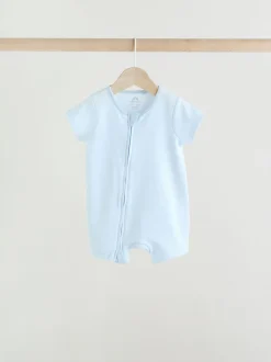 Bleu - Lot de 3 barboteuses zippées bidirectionnelles pour bébé (0 mois à 3 ans)