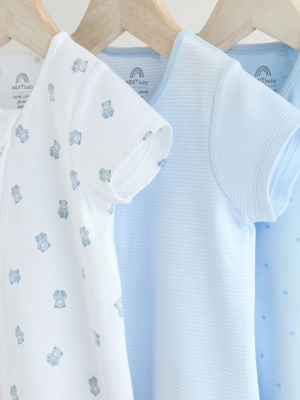 Bleu - Lot de 3 barboteuses zippées bidirectionnelles pour bébé (0 mois à 3 ans)