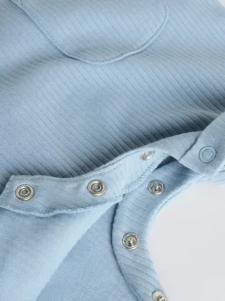 Bleu - Lot de 4 barboteuses à col boutonné grand-père pour bébé