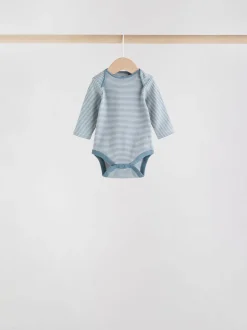 Bleu - Lot de 5 bodys à manches longues pour bébé