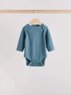 Bleu - Lot de 5 bodys à manches longues pour bébé