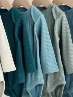 Bleu - Lot de 5 bodys à manches longues pour bébé