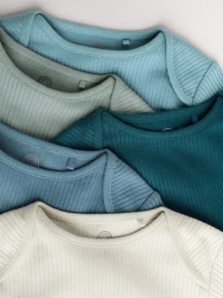 Bleu - Lot de 5 bodys à manches longues pour bébé