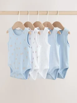 Bleu - Lot de 5 bodys pour bébé motif ours