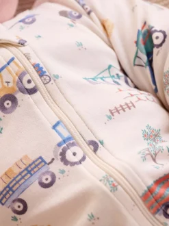 Bleu - Lot de 2 combinaisons zippées imprimées Purebaby