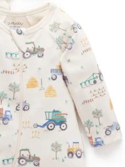 Bleu - Lot de 2 combinaisons zippées imprimées Purebaby