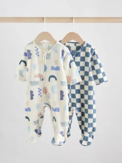 Bleu - Lot de 2 dors-bien bébé en micro polaire avec fermeture éclair bidirectionnelle