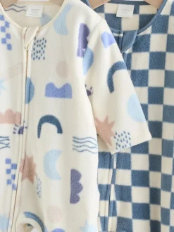 Bleu - Lot de 2 dors-bien bébé en micro polaire avec fermeture éclair bidirectionnelle