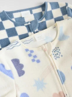 Bleu - Lot de 2 dors-bien bébé en micro polaire avec fermeture éclair bidirectionnelle